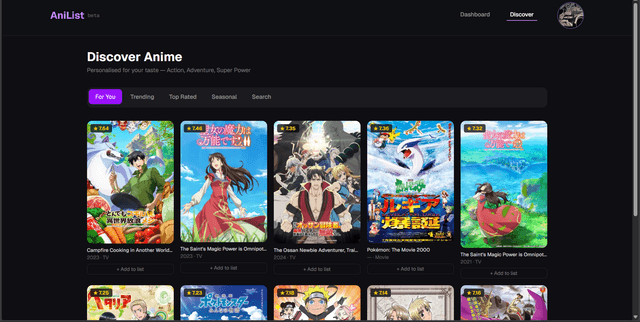 AniList — Anime Recommendation Platform